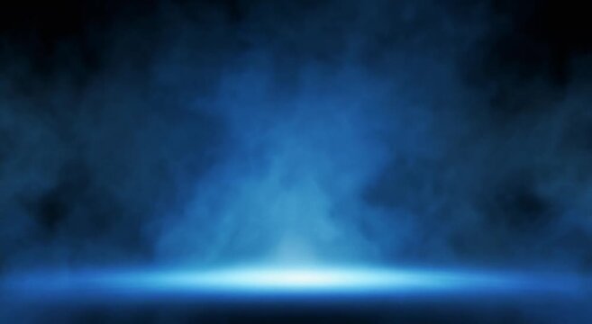 Ethereal blue smoke wisps rise with a glowing light effect on a dark background
