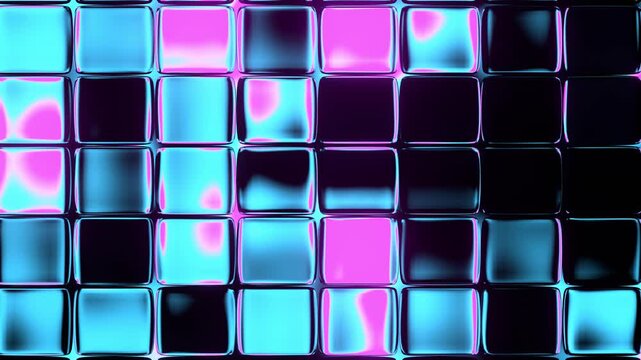 Glass square cyan blue with pink cube animation background VJ loop