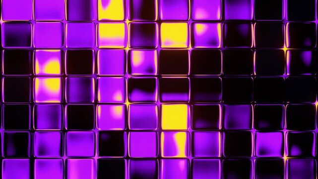 Glass square purple blue with yellow cube animation background VJ loop