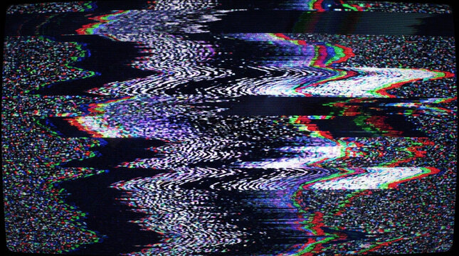 Classic VHS tracking error with distorted analog signal