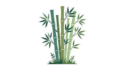Fototapeta premium Oriental Green Bamboo Stalks and Leaves in Flat Illustration Style for Zen Nature and Spa Themes