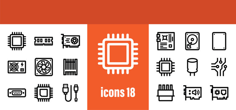 Hardware Icons for Computers and Electronics