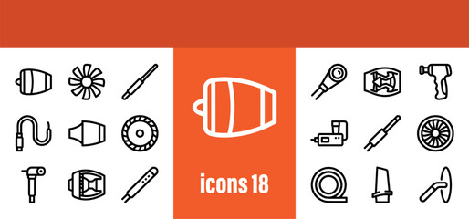 Engine Icons: Jet Engine, Fan, Turbine, Piston, Nozzle, Propeller © liubomir118809