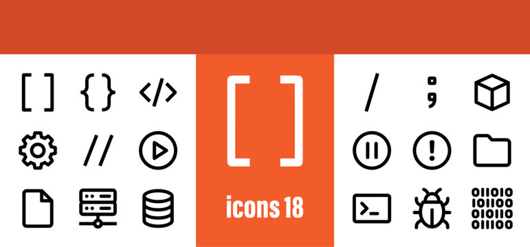 Programming and Coding Line Icons Set - Software Development and Digital Technology Elements