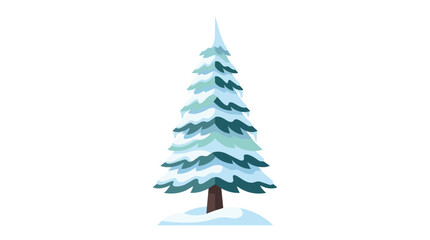 Obraz premium Snowy Evergreen Fir Tree Illustration for Winter Landscape Christmas Card Decoration and Nature Forest Scene Element