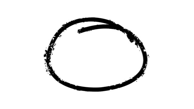 Hand-drawing oval frame circle animation white background, circle highlights with transparent background, Red circle spotted with arrow highlight motion, Hand-drawing doodle oval frame circle round 