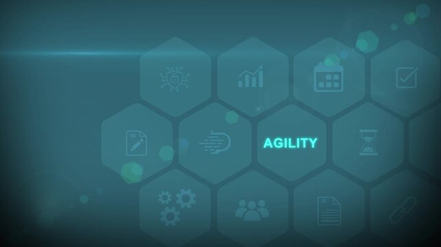 Digital world agility business concept icons. optical lager light background