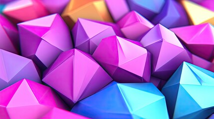 Obraz premium Colorful geometric shapes, abstract background, vibrant, 3D render, design texture