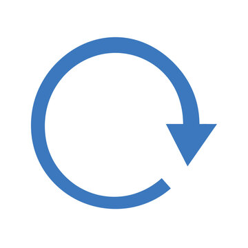 Blue circular arrow icon indicating refresh or repeat action, simple flat design on white