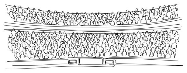Stadium crowd audience sitting in arena stands in one line art style © Kumamoto