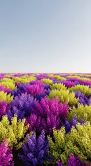Fototapeta premium Vast expanse of intensely colorful flowering plants stretching toward the horizon, symbolizing renewal and vibrant spring beauty, spring, bright, scenic view