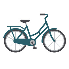 Fototapeta premium Flat design teal bicycle with basket and fenders, isolated vector illustration for transportation or leisure themes