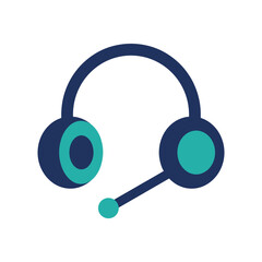 Naklejka premium Headset icon with microphone, customer support, communication symbol, helpdesk service, audio equipment, call center, headset icon, headset symbol, headset illustration