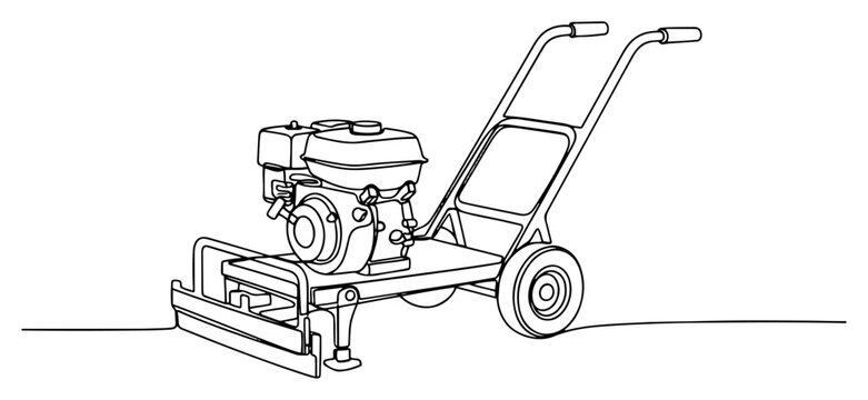 Plate compactor construction machine for soil compaction in one line art style
