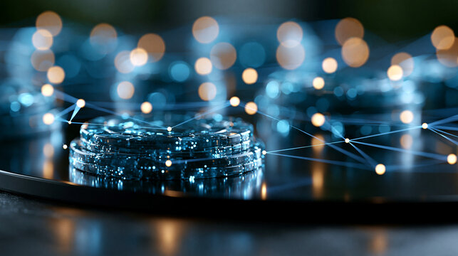 A glowing database concept with luminous connected data structures on a vivid dark interface database data storage technology network digital concept connectivity big