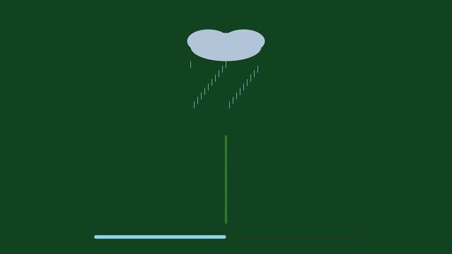 Minimalist rain cloud animation with loading progress bar, weather concept motion 4k