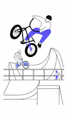Obraz premium BMX cyclist performing a trick with excitement in a skate park setting