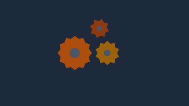 Rotating mechanical gears animation: industrial engineering and business process concept 4k cogs rotation