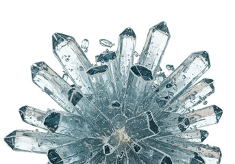 Naklejka premium hyper-realistic macro explosion of translucent, frosted crystalline ice shards, sharp focus, dramatic rim lighting on transparent studio background. concept for beverage advertising