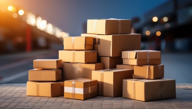 pile of postal packages ready for delivery packages parcels boxes shipping mail logistics distribution courier