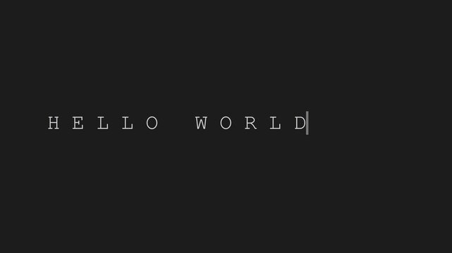 Hello text typing animation on dark 4k background, for programming and, coding projects hello, coding