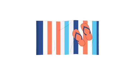 Obraz premium Striped Beach Towel With Orange Flip Flops On White Background