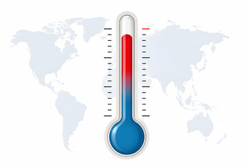 Termometr na tle mapy świata – koncepcja globalnego ocieplenia, zmian klimatu i wzrostu temperatur. © Henryk Guziak
