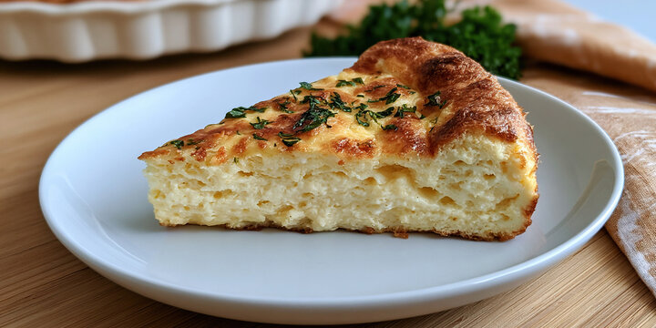 Cheese Souffle slice on the table