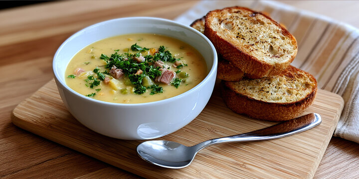 Traditional Split Pea Soup on the table