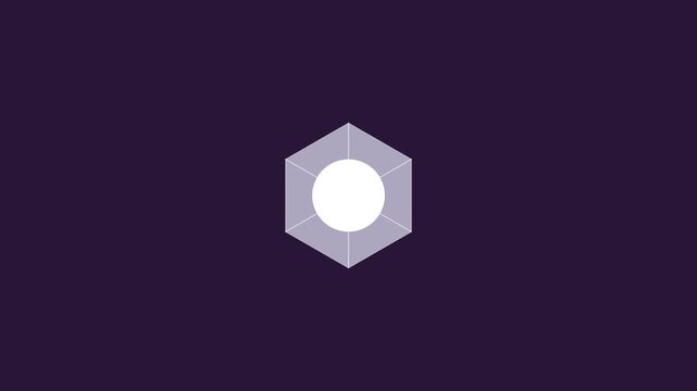 Rotating 3 d hexagonal geometric shape with glowing core on dark animation 4k background, motion