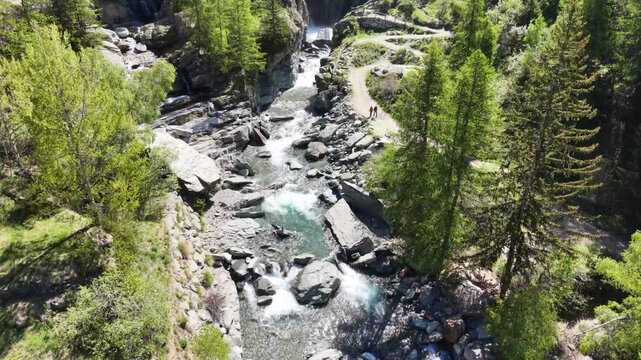Rocky alpine stream below Cascades de Lillaz