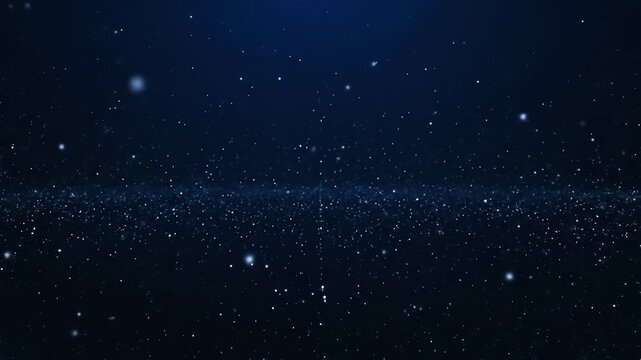Glimmering stardust illuminates a deep blue, nebulous expanse, sparkling in cosmic space
