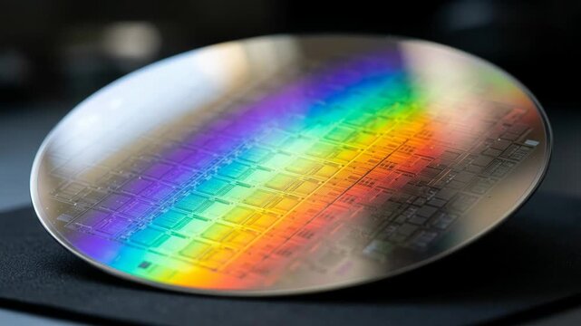 Silicon wafer with rainbow diffraction semiconductor technology