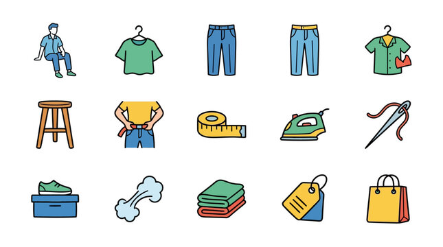 Set of Business and Technology Icons for Startup Growth, Marketing Strategy, Data Security, and Corporate Partnership Illustrations