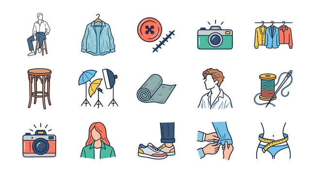 Set of Artificial Intelligence and Big Data Analysis Vector Icons for Technology and Automation Design