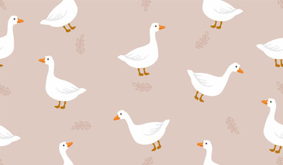 Cute goose pattern background vector design © rupa