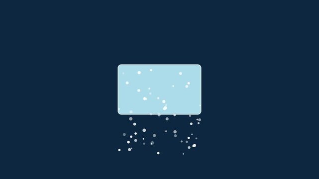 Minimalist light blue rectangle with falling animation 4k white particles motion background, motion abstract