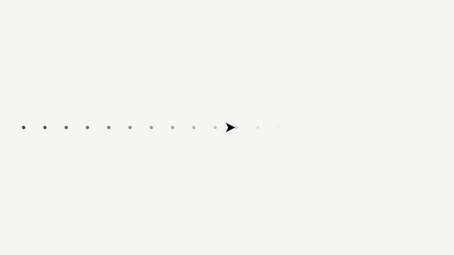 Minimalist loading animation with progress dots and arrow pointer 4k interface