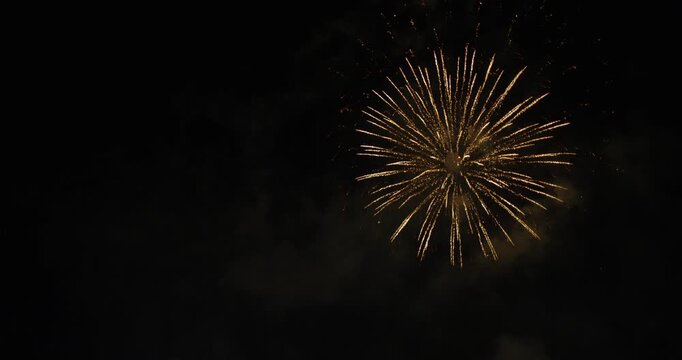 Exploding Fireworks In Beautiful, Smoky Night Sky In Provo, Utah