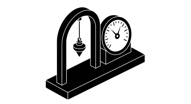 Vector illustration of isometric icon of a pendulum clock on a transparent background