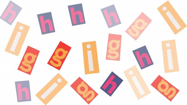 Scattered alphabet letters on paper rectangles, ideal for educational materials, presentations, typography designs, and creative projects. Great for visuals.