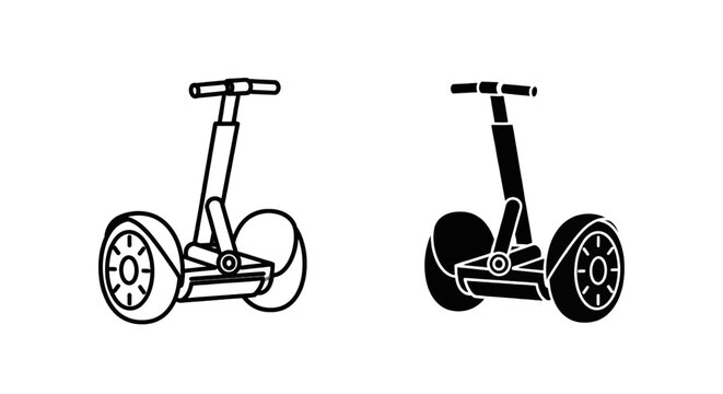Vector illustration of set of twowheeled selfbalancing electric scooters on a transparent background