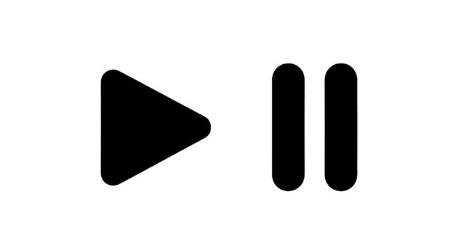 Vector illustration of play and pause button icons set on a transparent background
