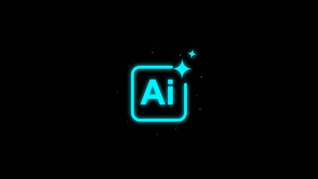 Ai logo icon with glowing sparkles for artificial intelligence technology concept