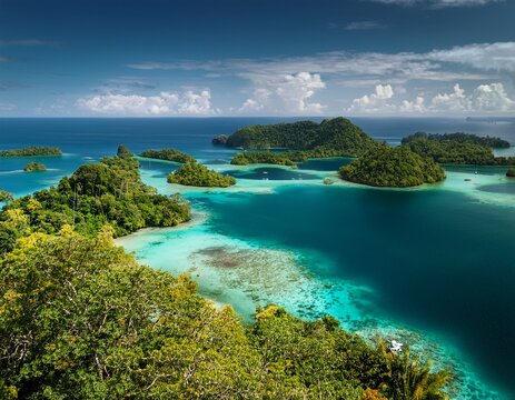 beautiful archipelago with lush islands and emerald lagoons