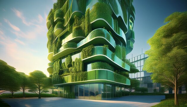 green facade marvel a contemporary building with a vertical garden seamlessly blending nature and architecture this innovative design showcases sustainability and urban elegance