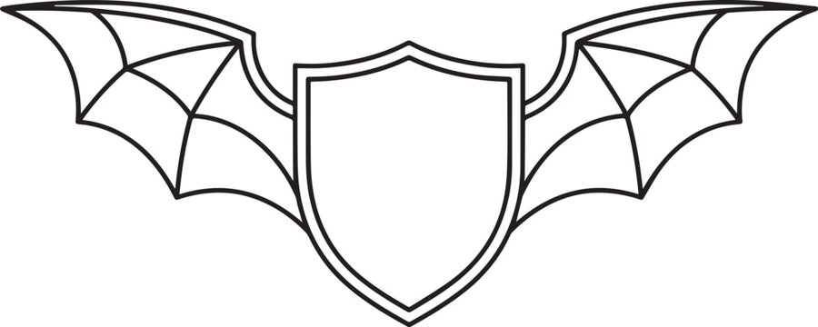A simple bat shield emblem with outstretched wings for protection during the night
