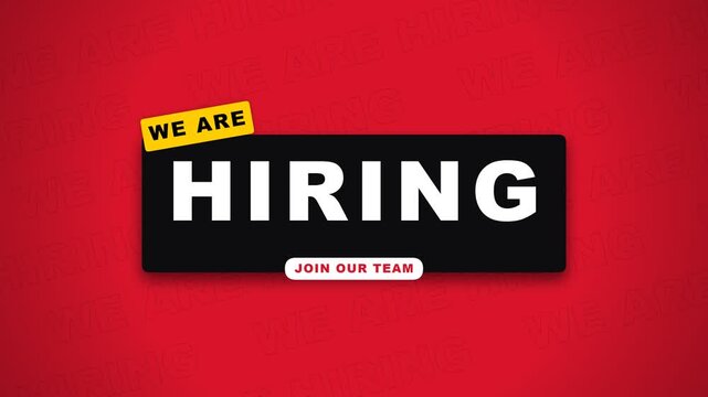 We are hiring text animation with join our team button