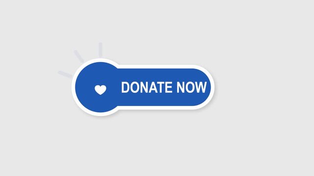 Donate now blue button with heart icon for social media charity campaign