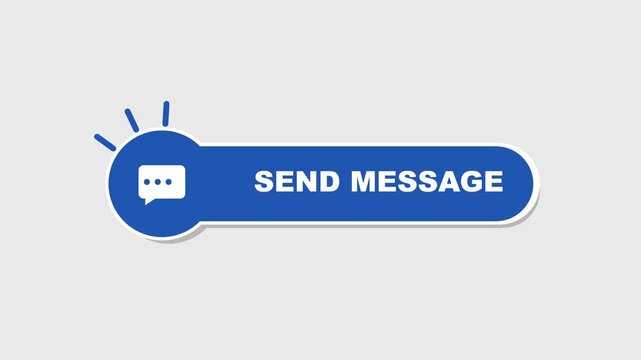 Send message blue button with chat bubble icon for digital interface